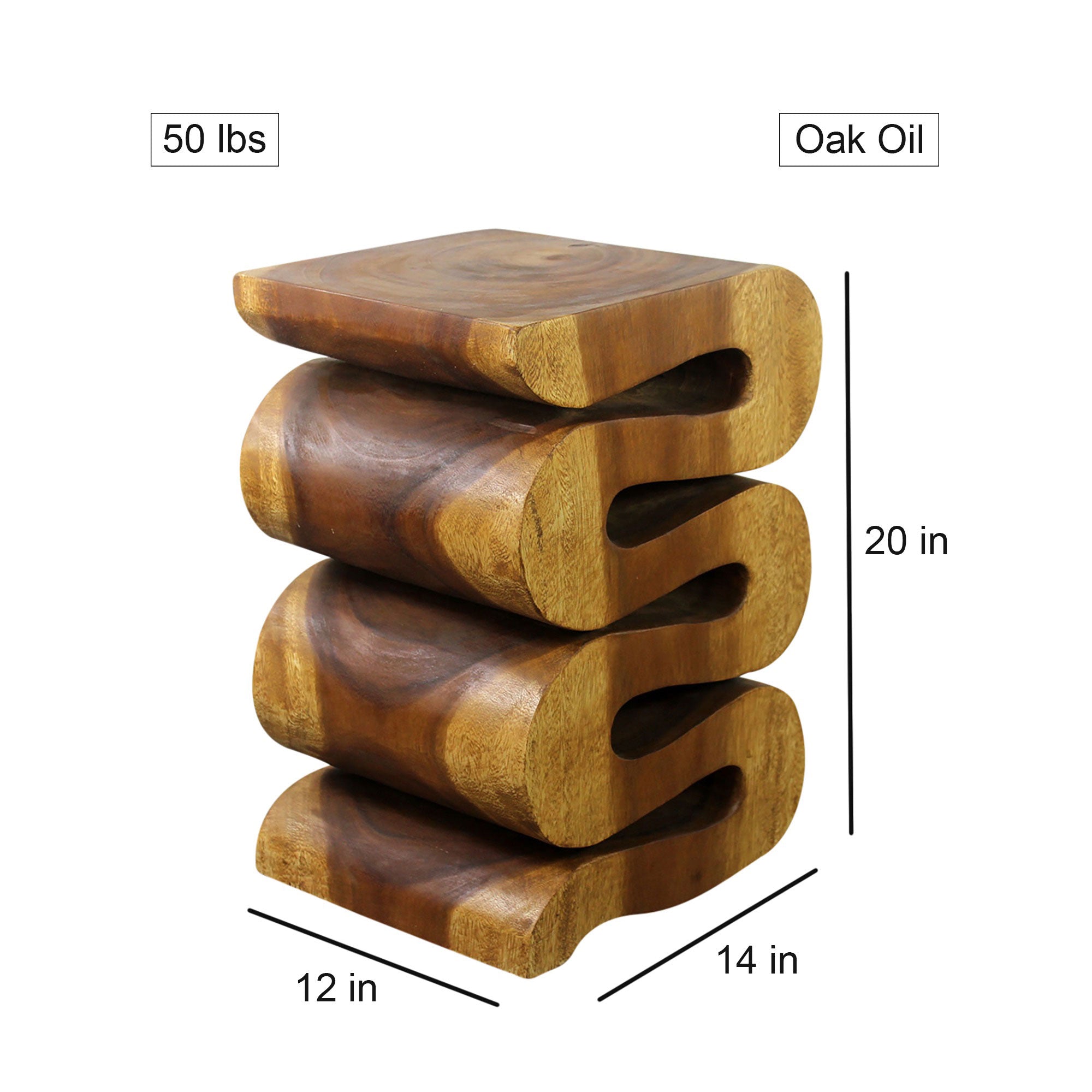 Talen Snake Twist End Table 12 x 14 x 20 in H Oak