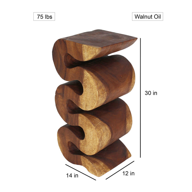 Orenza Snake End Table 12 x 14 x 30 in H Walnut