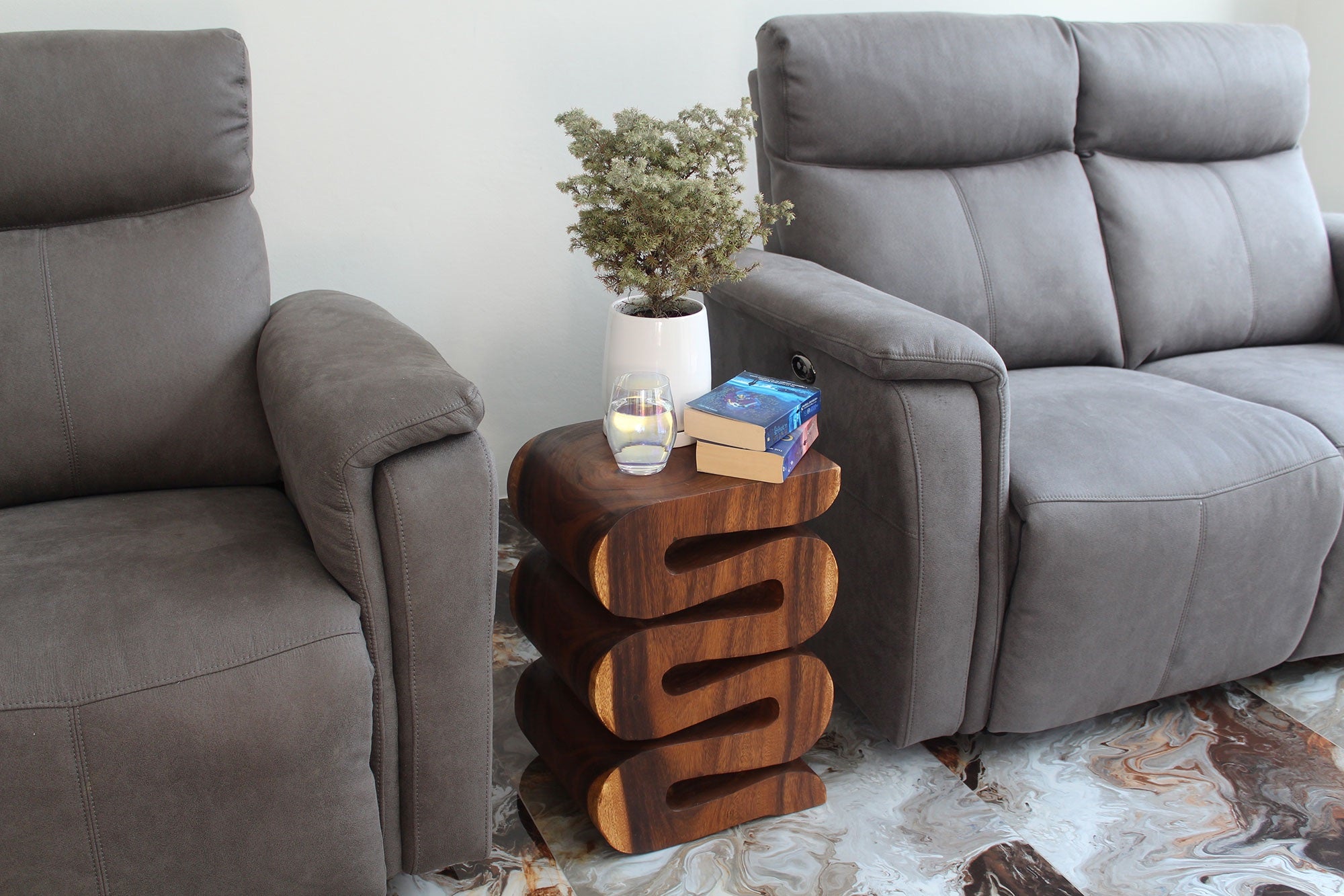 Talen Snake Twist End Table 12 x 14 x 20 in H Walnut
