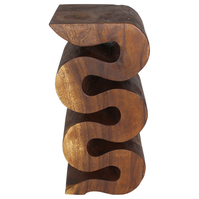 The Orenza Wave Twisted Solid Wood Accent Table 12 x 14 x 30 in H Walnut