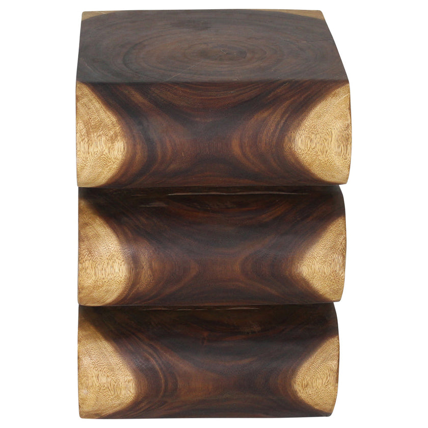 The Talen Snake Twist Solid Wood End Table 14 x 14 x 20 in H Oak
