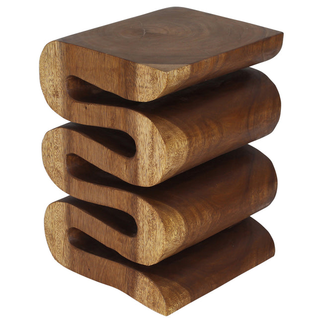 Talen Snake Twist End Table 14 x 14 x 20 in H Walnut
