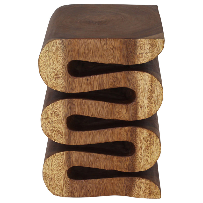 The Talen Snake Twist Solid Wood End Table 14 x 14 x 20 in H Walnut