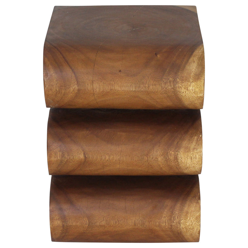 The Talen Snake Twist Solid Wood End Table 14 x 14 x 20 in H Walnut