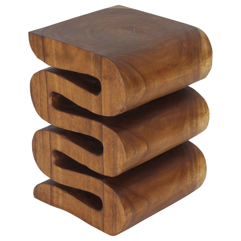 Talen Snake Twist End Table 14 x 14 x 20 in H Walnut