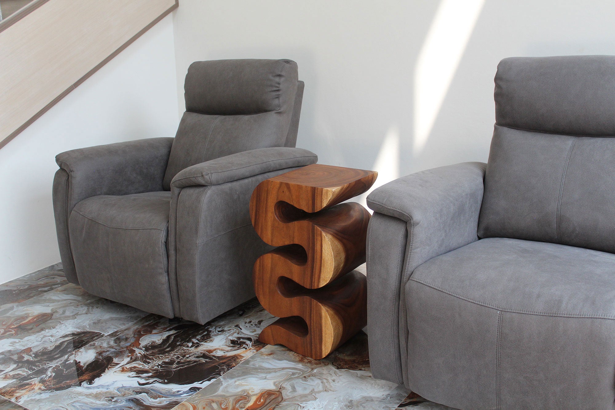 Orenza Snake End Table 12 x 14 x 25 in H Walnut