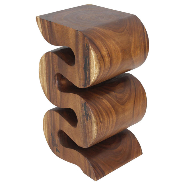 The Orenza Wave Twisted Solid Wood Accent Table 12 x 14 x 25 in H Walnut