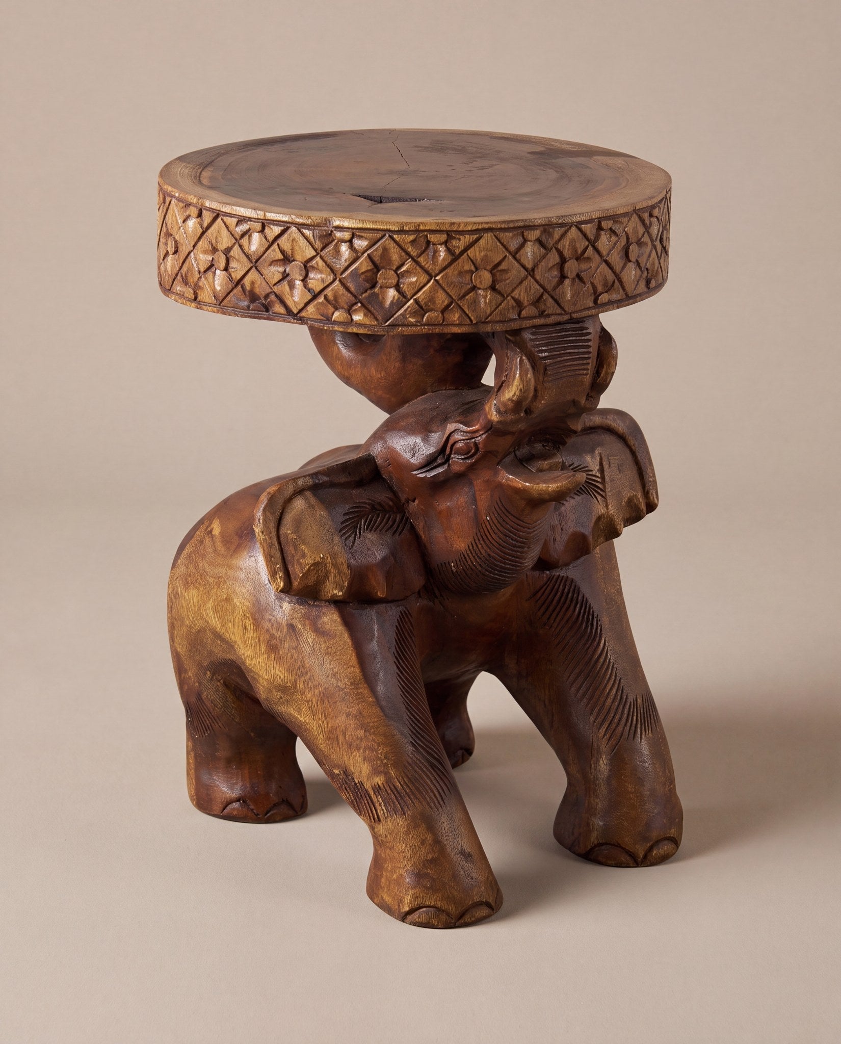 Elefante Carved Elephant Side Table
