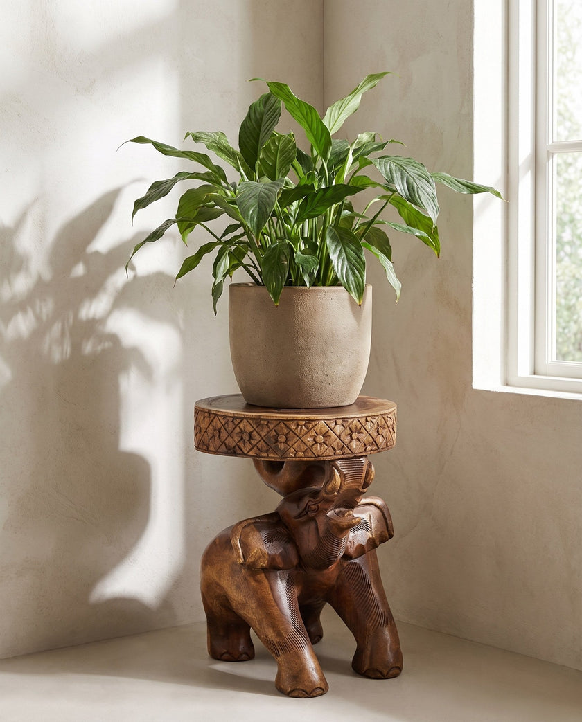 Elefante Carved Elephant Side Table